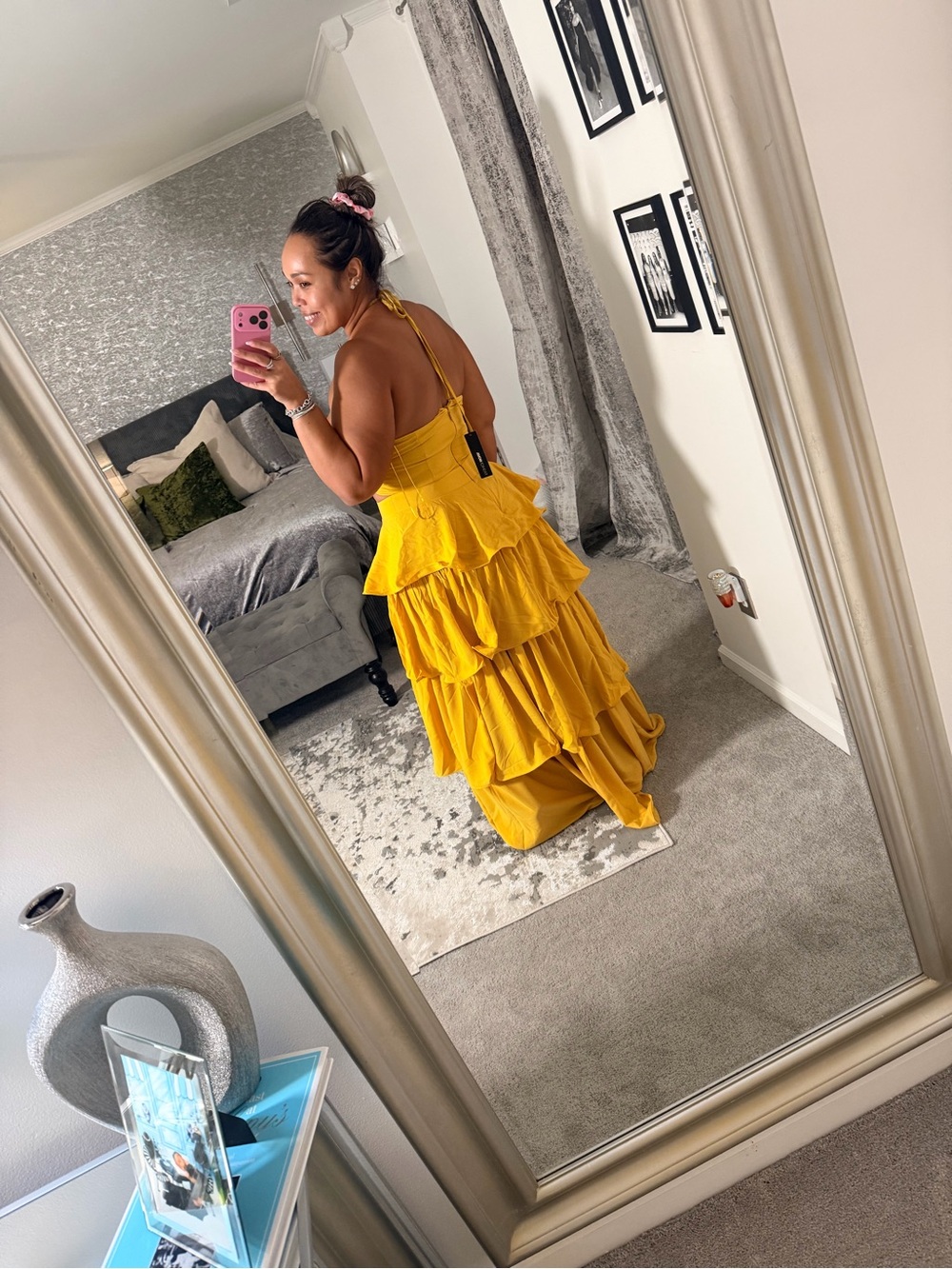 Fashion Nova Mustard Yellow Tiered Ruffle Maxi Dress - Picture 2 of 2